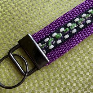 Purple Woven Key Fob with Black Hardware